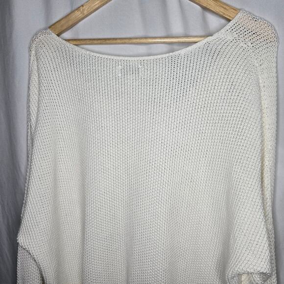 Lucky Brand Womens Ivory Open Knit Sweater XL V-Neck Minimalist Oversized Chunky - Picture 7 of 12